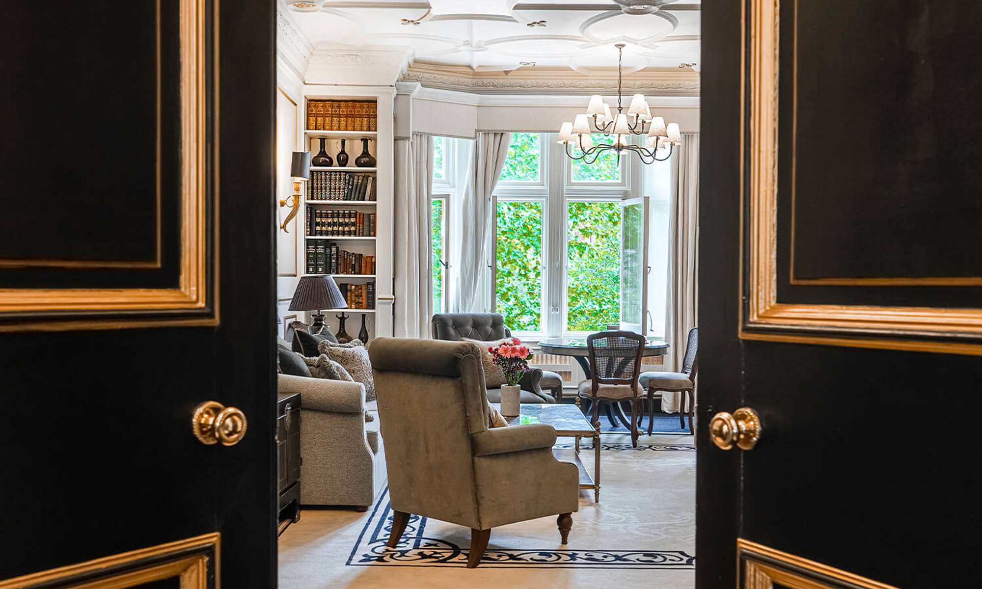 View from the door of the living room of the Sloane Suite at 11 Cadogan Gardens